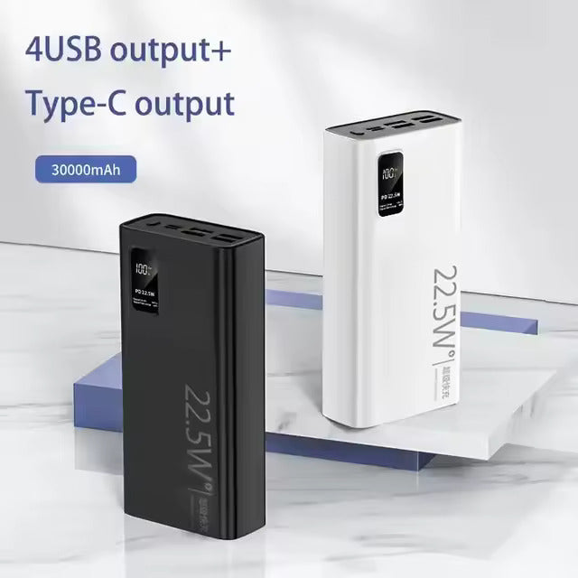 Portable Charger 30000 MAh Power Banks Mobile Dual USB Quick Charge High Capacity PD Power Bank 30000mAh with Digital Display.